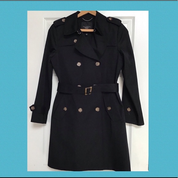 Talbots Jackets & Blazers - Talbots Black Double Breasted Trench Coat Size 8P
